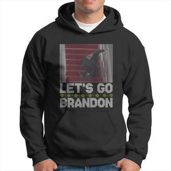 Funny Lets Go Brandon Falling Biden Ugly Christmas Sweater Hoodie - Monsterry DE