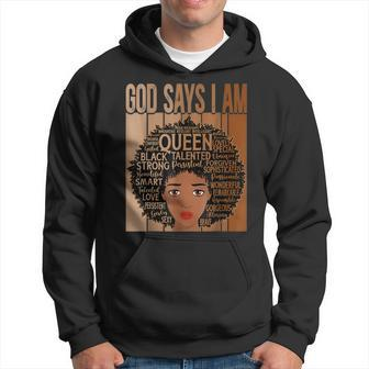 Funny Melanin Vintage Afro God Says I Am Black History Month V2 Hoodie - Seseable