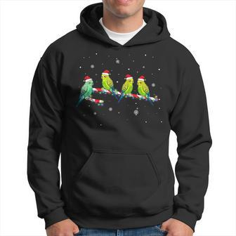 Funny Parrot Bird With Christmas Lights Santa Hat Pajama V2 Men Hoodie Graphic Print Hooded Sweatshirt - Thegiftio UK