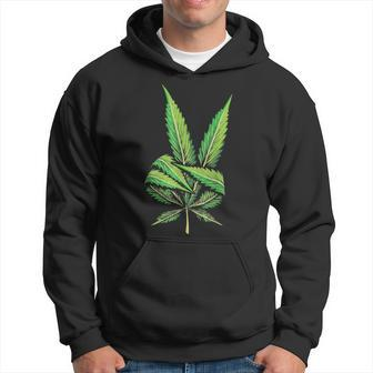 Funny Peace Hand Weed Gift Cool Marijuana Leaf Peace Sign Hoodie | Mazezy
