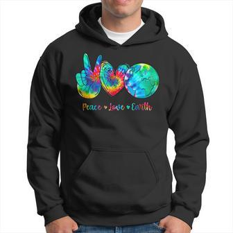 Funny Peace Love Earth Day Tie Dye Hippie Hoodie | Mazezy