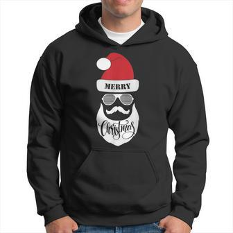 Funny Santa Claus Face Sunglasses With Hat Beard Christmas V3 Men Hoodie Graphic Print Hooded Sweatshirt - Seseable