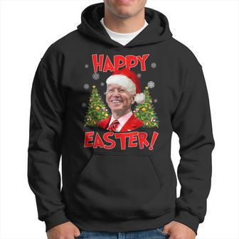 Funny Santa Joe Biden Happy Easter Ugly Christmas Us Flag Men Hoodie Graphic Print Hooded Sweatshirt - Seseable