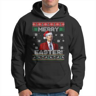 Funny Santa Joe Biden Merry Easter Ugly Christmas Men Women Men Hoodie Graphic Print Hooded Sweatshirt - Seseable
