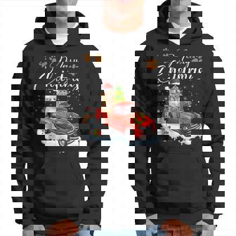 Funny Shih Tzu Dog Snow Red Truck Christmas Xmas Tree Pajama Men Hoodie Graphic Print Hooded Sweatshirt | Seseable CA