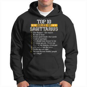Funny Shirt Ten Rules Of Sagittarius Birthday Gift Hoodie | Mazezy