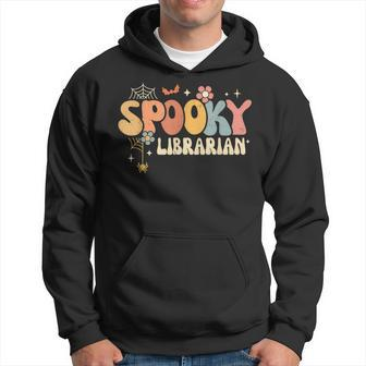 Funny Spooky Season Retro Spooky Librarian Halloween Costume Men Hoodie Graphic Print Hooded Sweatshirt - Thegiftio UK