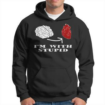 Funny Stupid Heart Brain Lovers Men Hoodie Graphic Print Hooded Sweatshirt - Seseable