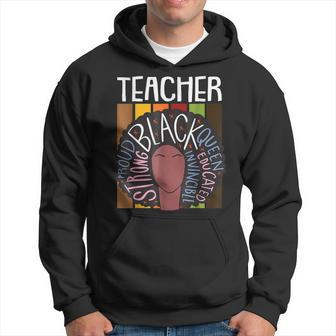 Funny Teacher Afro African Melanin Queen Black History Month Men Hoodie Graphic Print Hooded Sweatshirt - Seseable