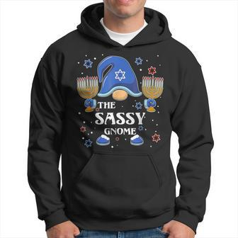 Funny The Sassy Gnome Hanukkah Matching Family Pajama Men Hoodie Graphic Print Hooded Sweatshirt - Seseable