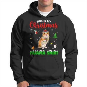 Funny This Is My Christmas Pajama Hamster Red Plaid Men Hoodie Graphic Print Hooded Sweatshirt - Seseable