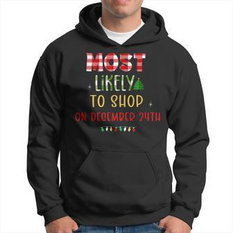 Funny To Shop On December Most Likely To Christmas Plaid Men Hoodie Graphic Print Hooded Sweatshirt - Seseable