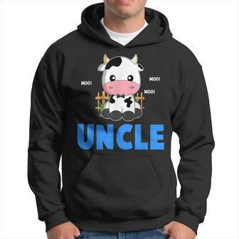 Funny Uncle Cow Cute Cow Farmer Birthday Matching Family Hoodie - Seseable