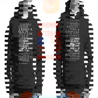 Funny Veteran Wife I Belong To A Veteran Dangerous Warning Hoodie | Mazezy