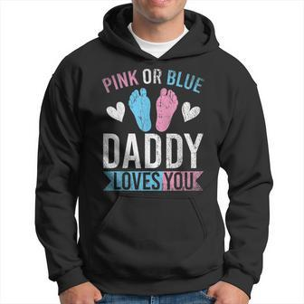 Future Dad Pink Or Blue Daddy Loves You Gender Reveal Hoodie - Thegiftio UK