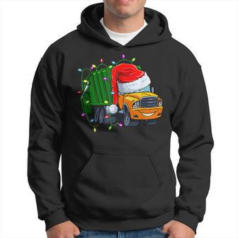 Garbage Truck Lights Christmas Trash Trucks Lover Santa Hat V4 Men Hoodie Graphic Print Hooded Sweatshirt - Thegiftio UK