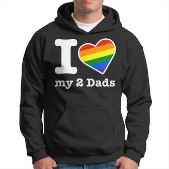 Gay Dads -I Love My 2 Dads With Rainbow Heart Hoodie - Thegiftio UK
