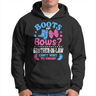Gender Reveal Boots Or Bows Brother-In-Law Baby Shower Hoodie | Mazezy