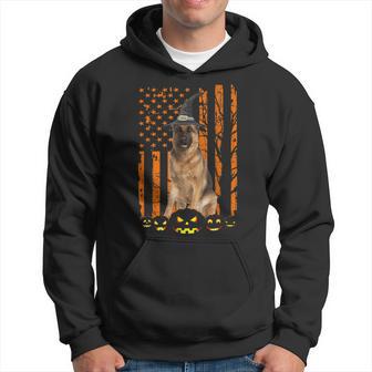 German Shepherd Dog Pumpkin American Flag Witch Halloween V2 Men Hoodie - Thegiftio UK