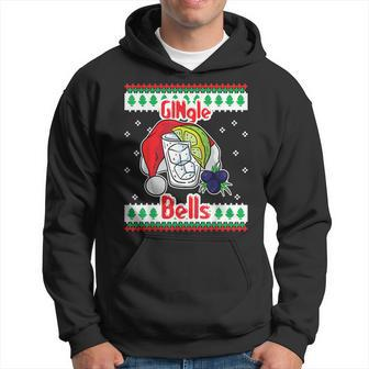 Gingle Bells Gin Tonic Glass Santa Ugly Christmas Sweater Men Hoodie - Thegiftio UK