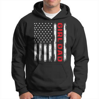 Girl Dad America Flag Vintage Fathers Day Daughter Dad Hoodie - Seseable