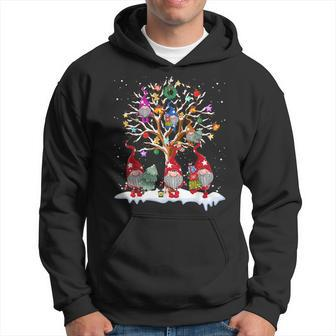 Gnome Christmas Tree Cute Gnomes On Tree X-Mas Light Lover Men Hoodie Graphic Print Hooded Sweatshirt - Thegiftio UK