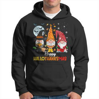 Gnomes Lover Halloween Merry Christmas Happy Hallothanksmas V14 Men Hoodie Graphic Print Hooded Sweatshirt - Thegiftio UK
