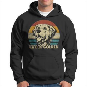 Golden Retriever Hund Life Is Golden Retro Vintage Hoodie - Seseable