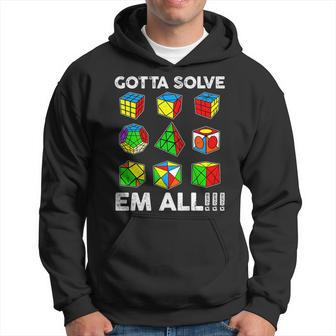 Gotta Solve Em All Speed Cubing Competitive Puzzles Cube Hoodie - Seseable