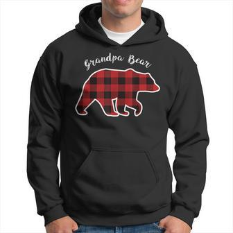 Grandpa Bear | Men Red Plaid Christmas Pajama Family Gift Hoodie | Mazezy