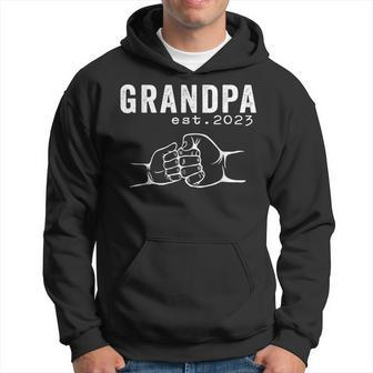 Grandpa Est 2023 First Fathers Day 2023 Promoted To Grandpa Hoodie - Thegiftio UK