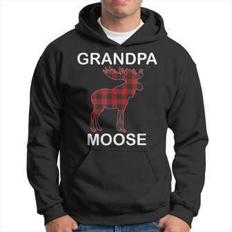 Grandpa Moose | Red Plaid Buffalo Matching Family Pajama Hoodie | Mazezy