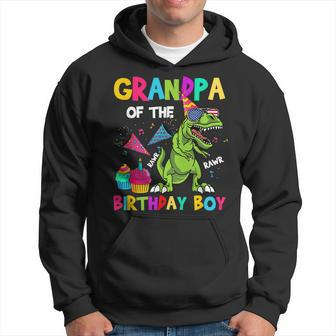 Grandpa Of The Birthday Boy Trex Dinosaur Birthday Hoodie | Mazezy