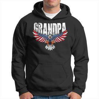 Grandpa Vintage Usa Flag Bald Eagle Patriotic 4Th Of July Gift For Mens Hoodie | Mazezy