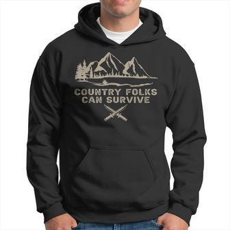 Graphic Love Music Country Folks Can Survive Singers Outlaws Men Hoodie Graphic Print Hooded Sweatshirt - Seseable