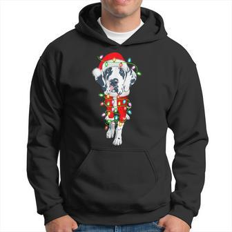Great Dane Lover Xmas Lighting Santa Great Dane Christmas Men Hoodie Graphic Print Hooded Sweatshirt - Thegiftio UK