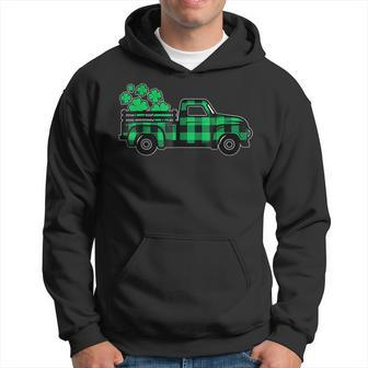 Green Buffalo Plaid Shamrock Pickup Truck St Patricks Day Hoodie - Thegiftio UK