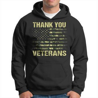 Green Camouflage American Flag - Thank You Veterans Camo Hoodie - Seseable