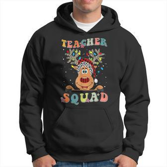Groovy Retro Teacher Squad Reindeer Funny Teacher Christmas V3 Men Hoodie Graphic Print Hooded Sweatshirt - Thegiftio UK