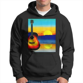 Guitar With Sunset Artistic Design For Guitarists & Musician Hoodie | Mazezy