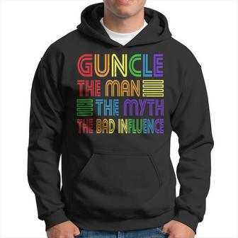 Guncle The Man Myth Bad Influence Gay Uncle Godfather Gift For Mens Hoodie | Mazezy