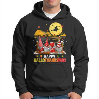 Halloween Gnomes Happy Hallothanksmas Thanksgiving Christmas V5 Men Hoodie Graphic Print Hooded Sweatshirt - Thegiftio UK
