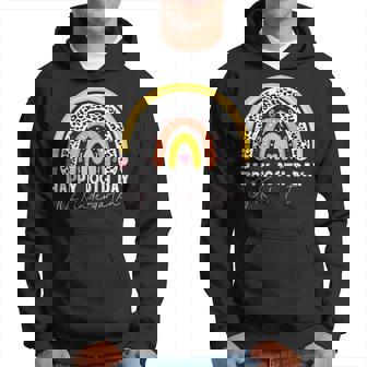 Happy 100Th Day Of Kindergarten Student Teacher Rainbow Men Hoodie Graphic Print Hooded Sweatshirt - Thegiftio
