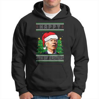 Happy 4Th Of Easter Funny Joe Biden Political Ugly Christmas Men Hoodie Graphic Print Hooded Sweatshirt - Seseable