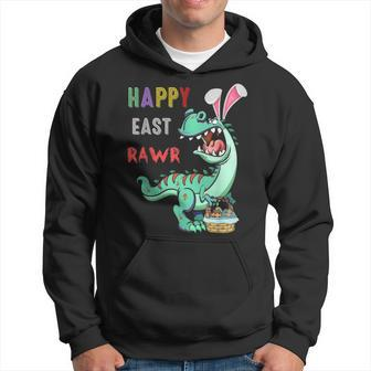 Happy Easter Bunny T Rex Eggs Hunting Rabbit Egg Hoodie - Seseable