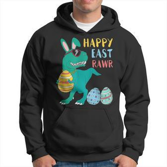 Happy Eastrawr T Rex Dinosaur Funny Easter Bunny Egg Hoodie - Seseable