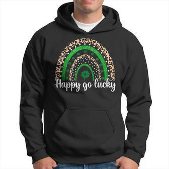 Happy Go Lucky St Patricks Day Rainbow Lucky Clover Shamrock Hoodie - Seseable