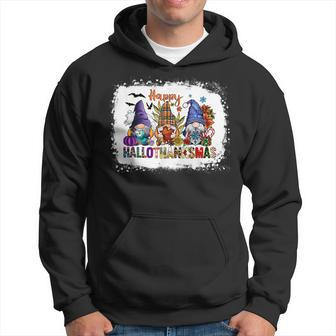 Happy Hallothanksmas Halloween Gnomes Thanksgiving Christmas Men Hoodie Graphic Print Hooded Sweatshirt - Thegiftio UK