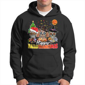 Happy Hallothanksmas Merry Christmas Halloween Skull Men Hoodie - Thegiftio
