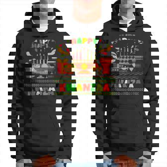 Happy Kwanzaa Drum Kinara Seven Candles Africa Celebration Men Hoodie Graphic Print Hooded Sweatshirt - Thegiftio
